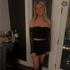 Princess Polly Black Off-Shoulder Crop Top